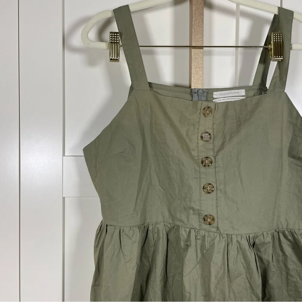 Urban Outfitters Olive Button-Front Cotton Romper - Picture 2 of 15